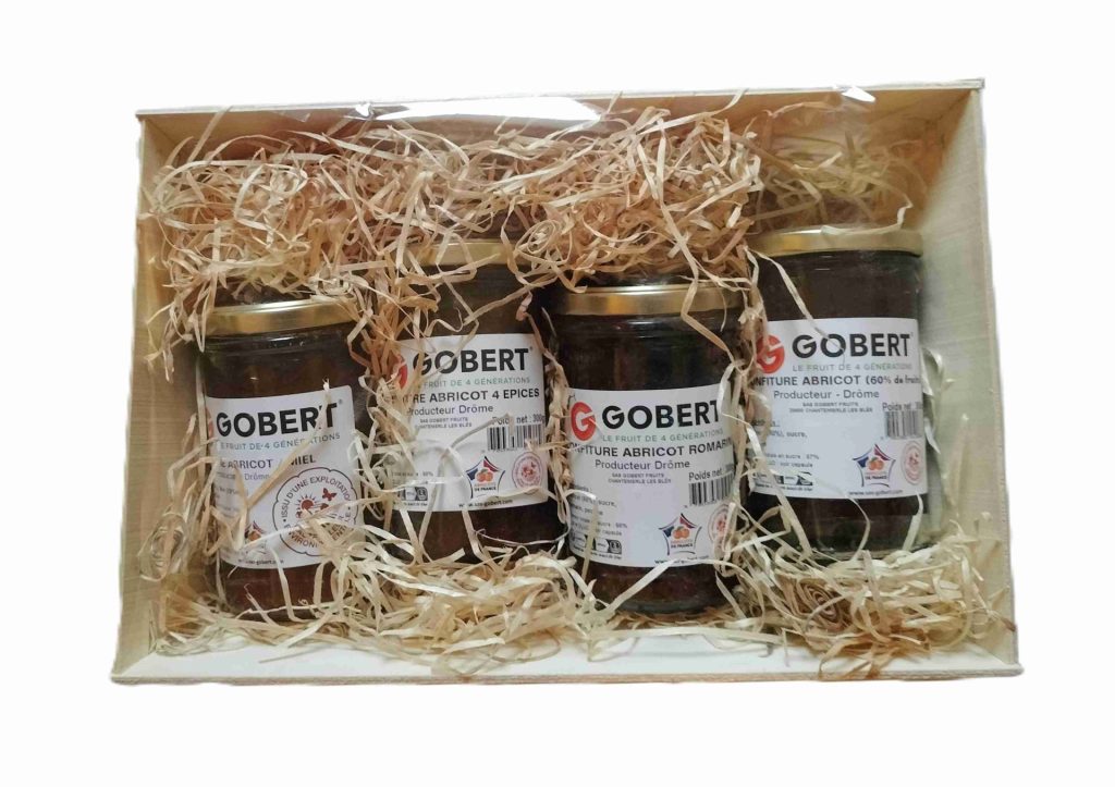 coffret cadeau Gobert 4 confitures abricot